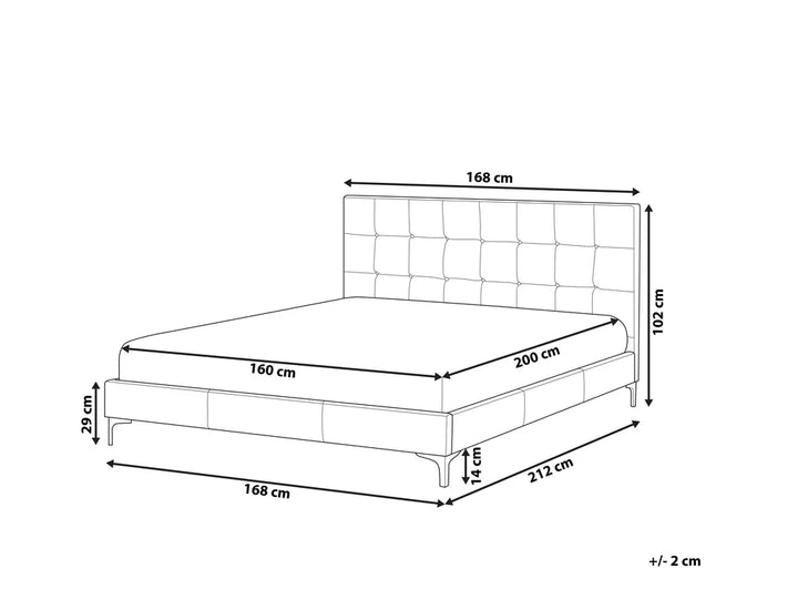 Bed Velvet 160 x 200 cm (EU King Size) Grey Rezana