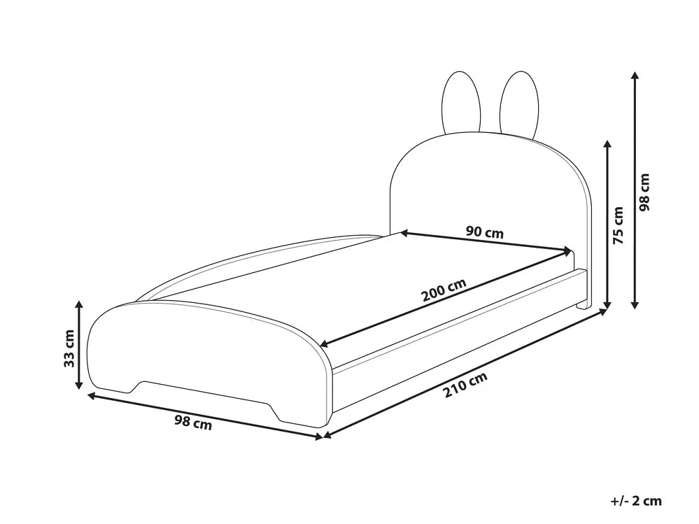 Kids Bed Rabbit Boucle 90 x 200 cm (EU Single) Beige Erberto