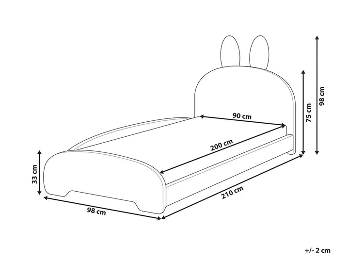 Kids Bed Rabbit Boucle 90 x 200 cm (EU Single) Beige Erberto