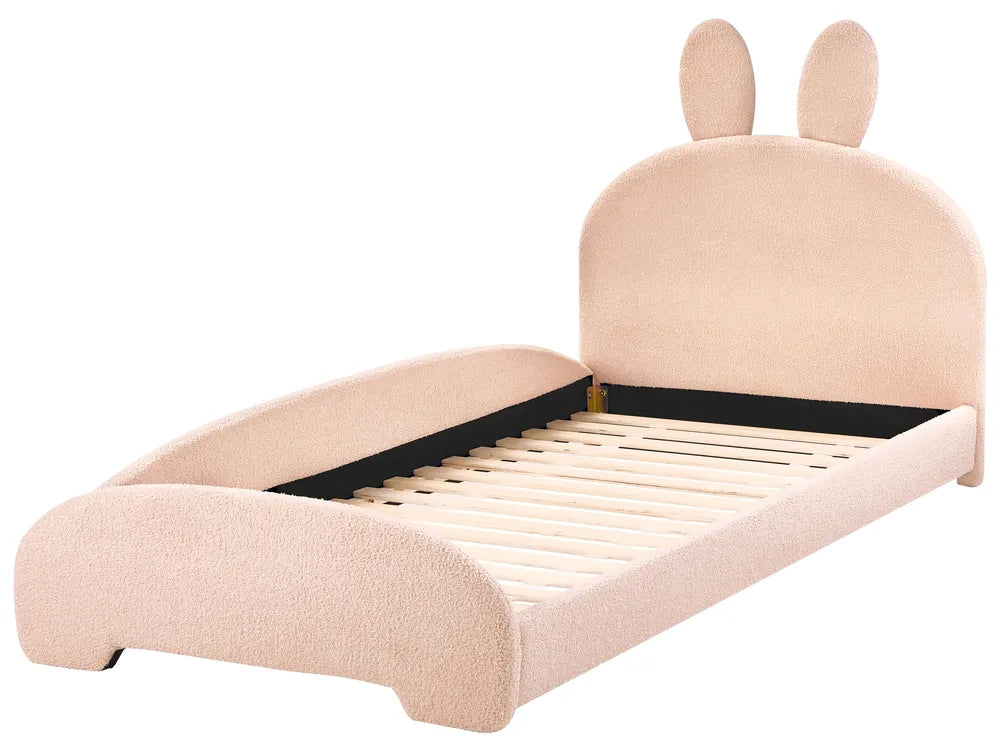 Children's bed with bunny ears on a white background