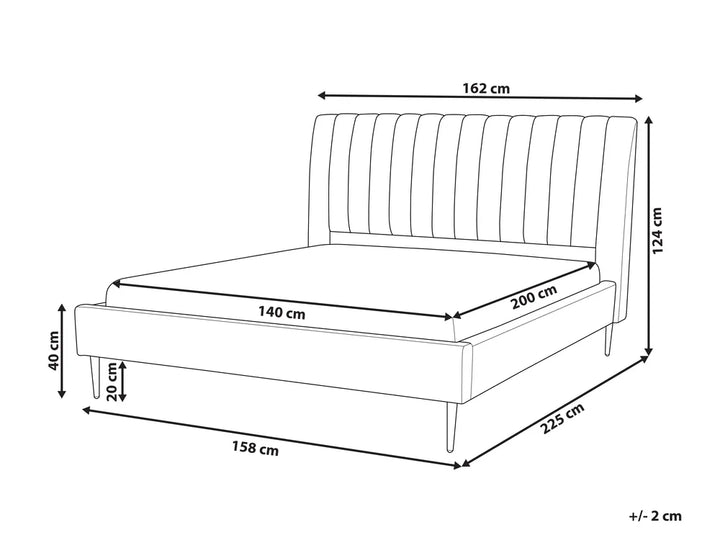 Bed Velvet 140 x 200 cm (EU Double) Grey Charleston