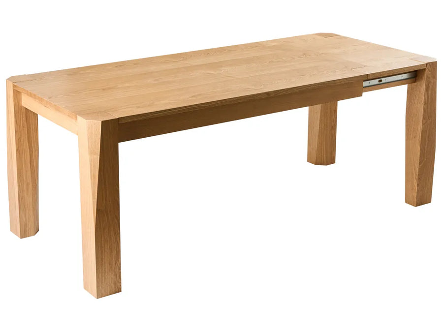 Wooden dining table on a white background