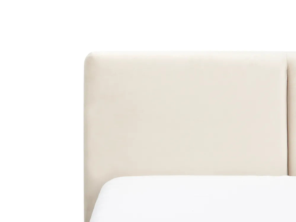 Ottoman Bed Velvet 180 x 200 cm (EU Super King) Light Beige Carol
