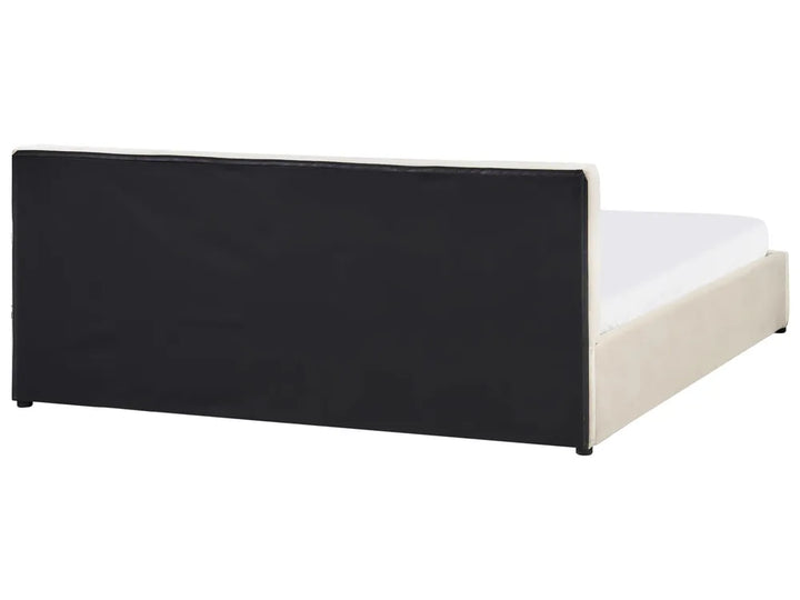 Ottoman Bed Velvet 180 x 200 cm (EU Super King) Light Beige Carol
