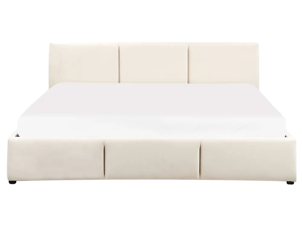 Ottoman Bed Velvet 180 x 200 cm (EU Super King) Light Beige Carol