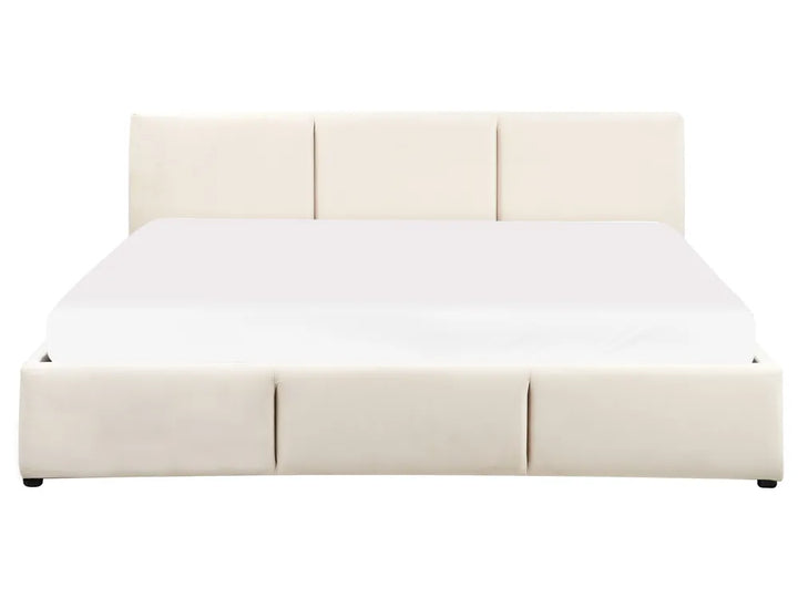Ottoman Bed Velvet 180 x 200 cm (EU Super King) Light Beige Carol