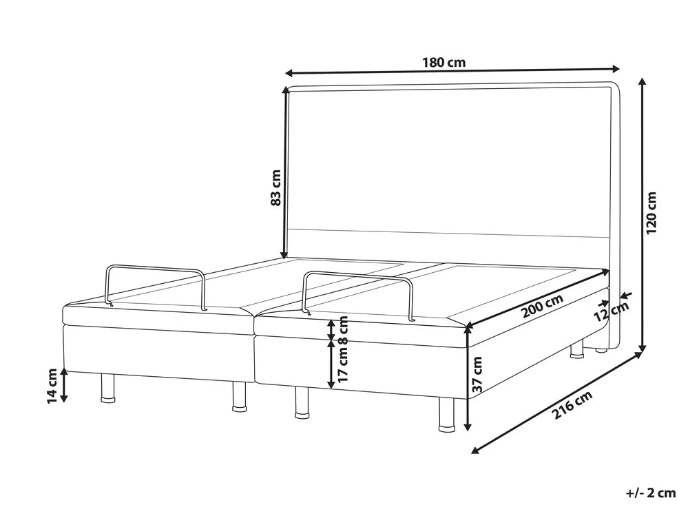 Adjustable Bed Fabric 180 x 200 cm (EU Super King) Light Beige Burlyn