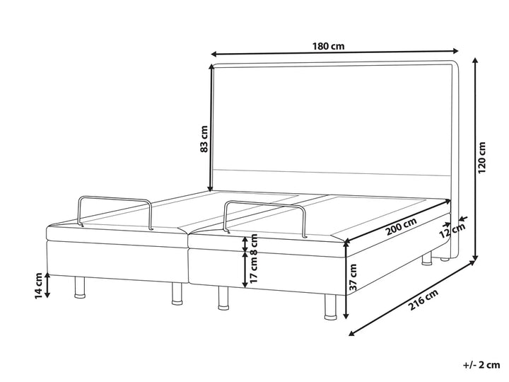 Adjustable Bed Fabric 180 x 200 cm (EU Super King) Light Beige Burlyn