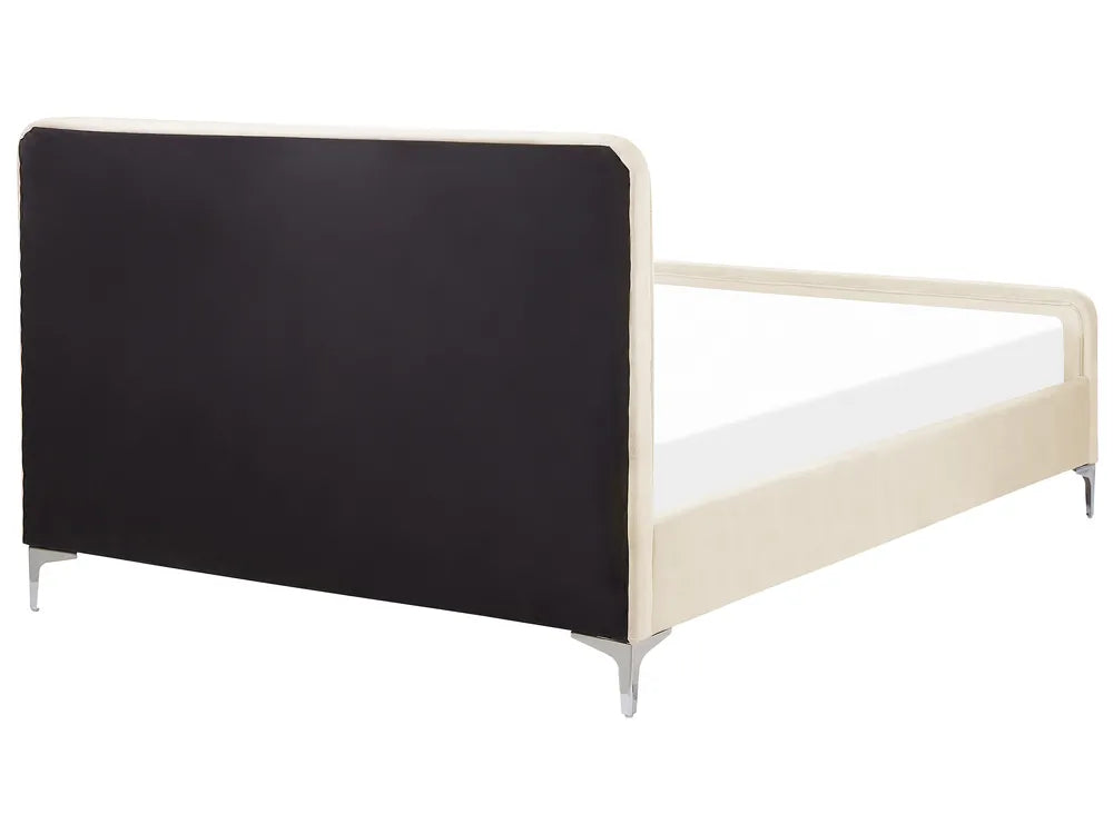 Bed Velvet 140 x 200 cm (EU Double) Light Beige Shila