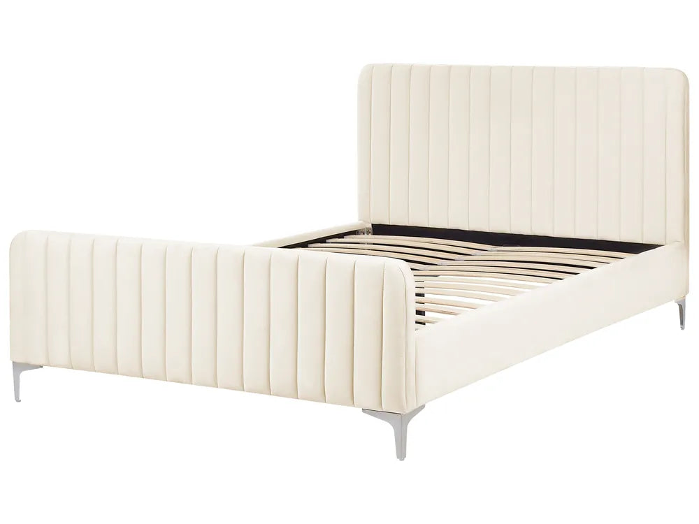 EU double bed with padded headboard and slatted base