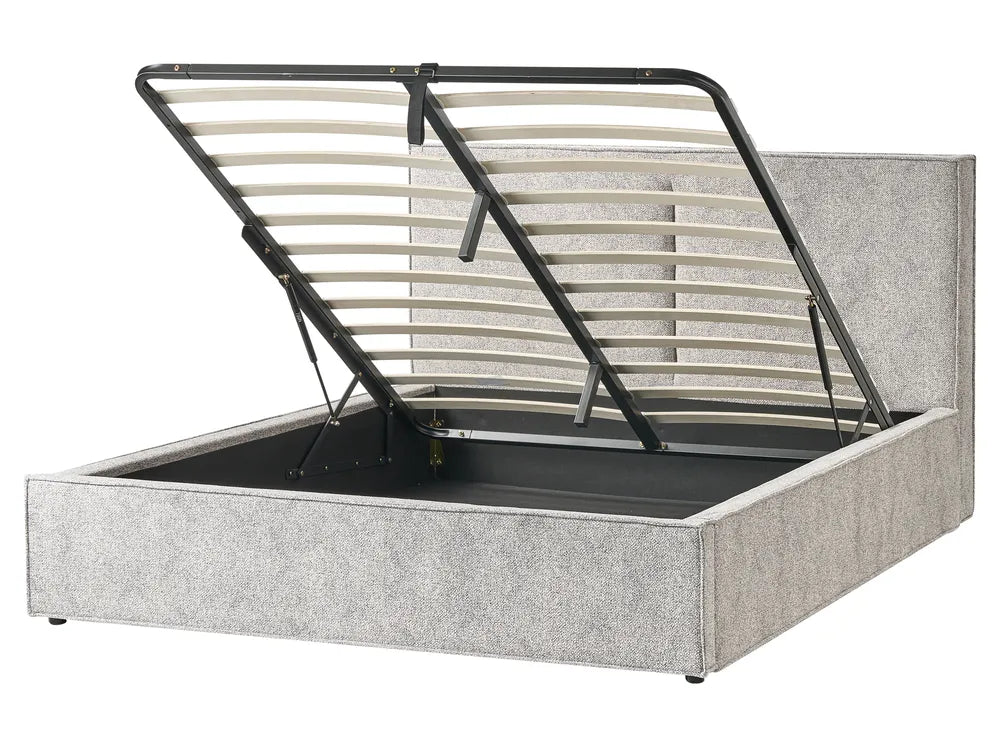Ottoman Bed Velour Knit 160 x 200 cm (EU King Size) Black/ White Alberts