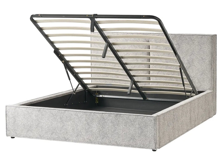 Ottoman Bed Velour Knit 160 x 200 cm (EU King Size) Black/ White Alberts