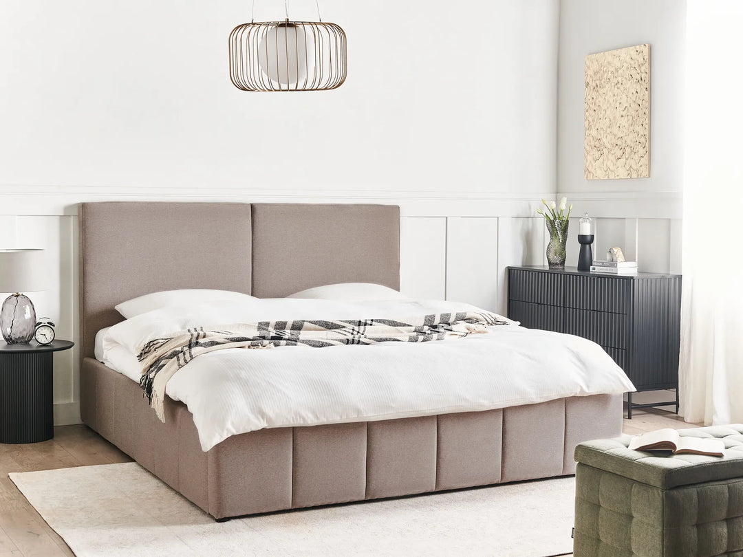 Modern taupe ottoman bed frame