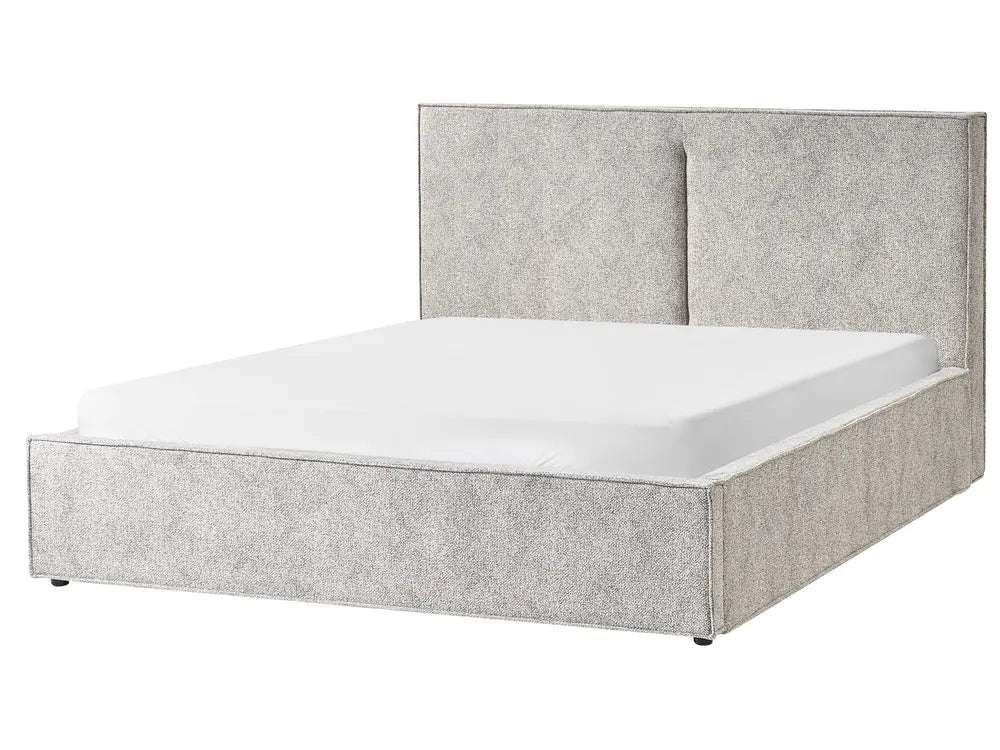 Black and white knit velour super king ottoman bed with storage