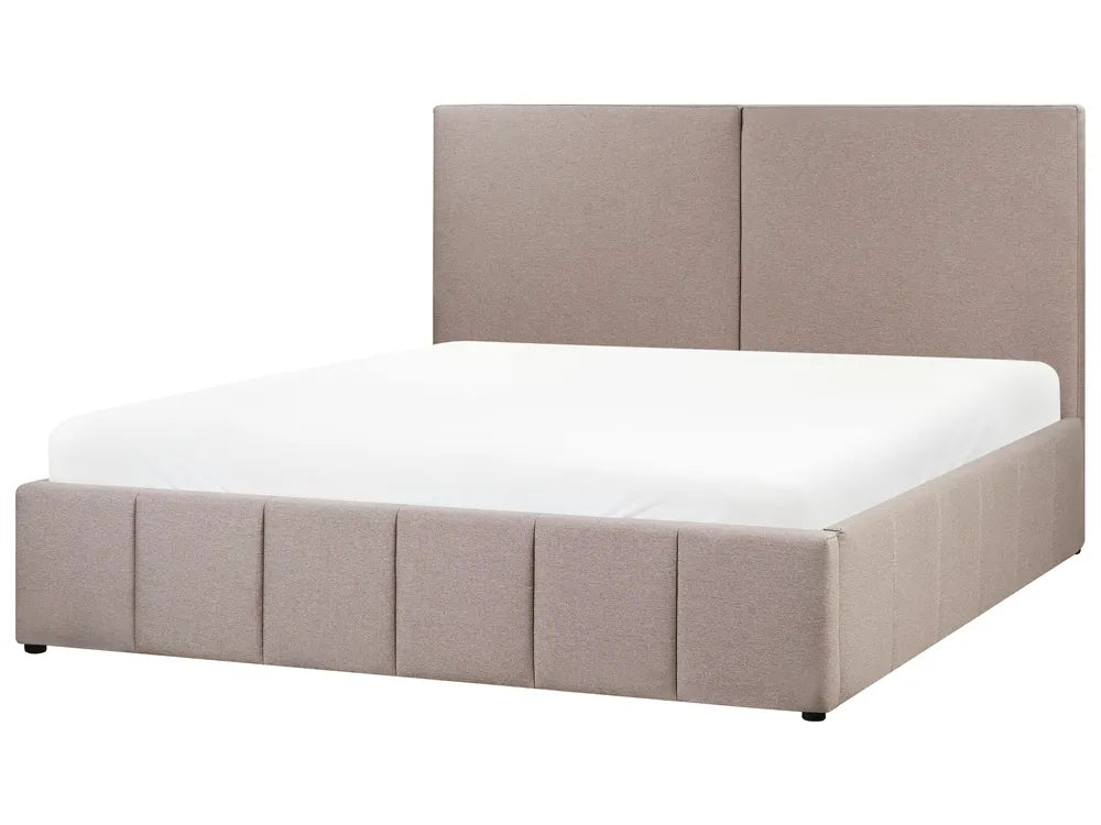 Taupe fabric EU super king ottoman bed