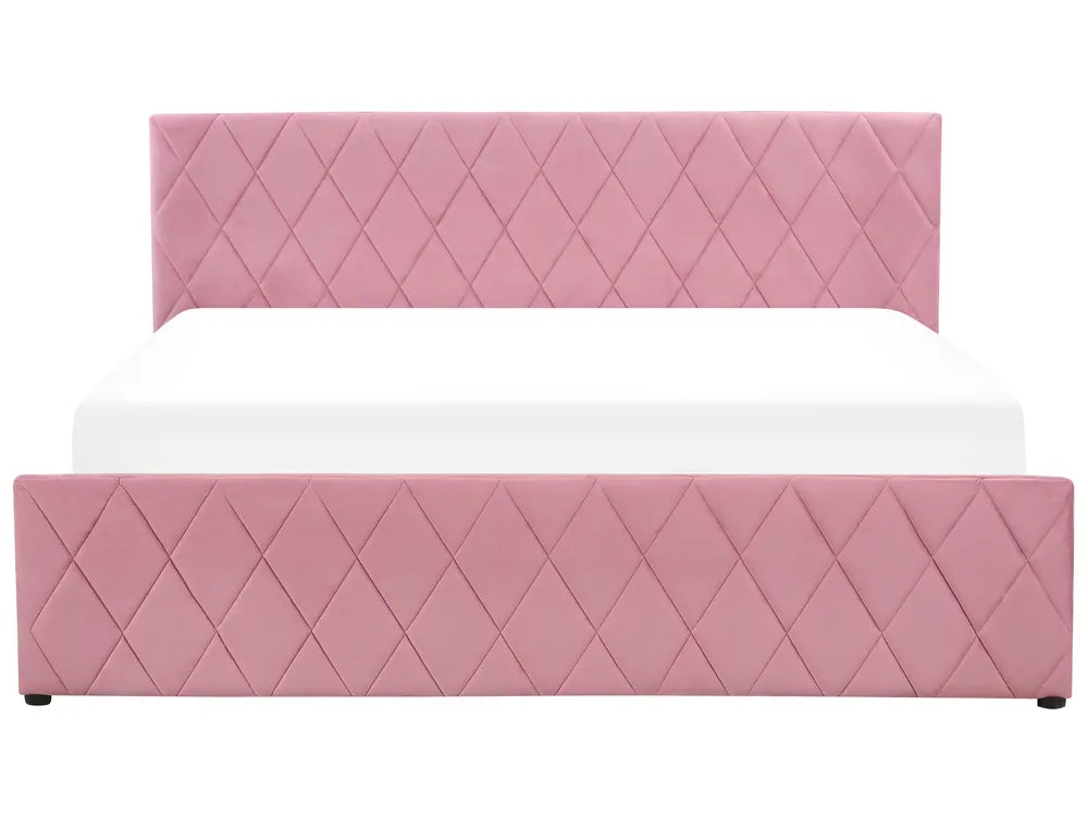 Ottoman Bed Velvet 180 x 200 cm (EU Super King) Pink Orlando