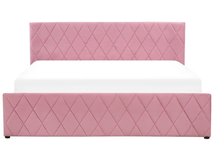 Ottoman Bed Velvet 180 x 200 cm (EU Super King) Pink Orlando