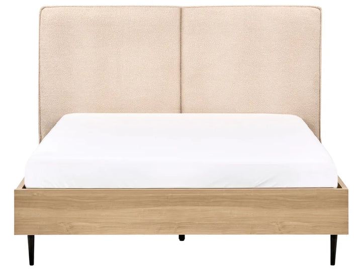 Bed Boucle 140 x 200 cm (EU Double) Beige Selina