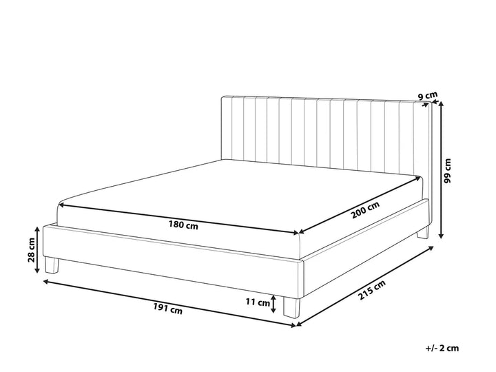 Bed Fabric 180 x 200 cm (EU Super King) Light Grey Odalys