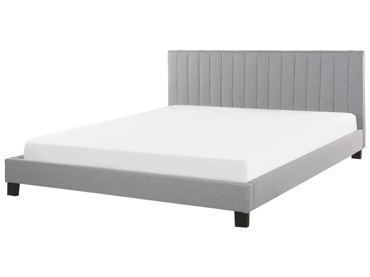 Light grey fabric super king bed with padded headboard