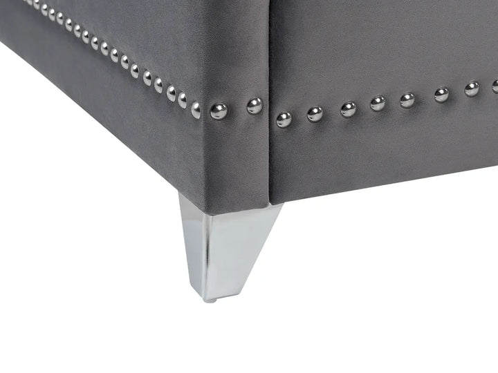 Bed Velvet 180 x 200 cm (EU Super King) Grey Avelle