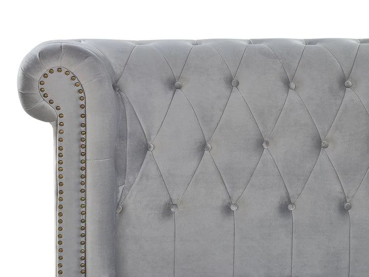 Bed Velvet 180 x 200 cm (EU Super King) Light Grey Masad