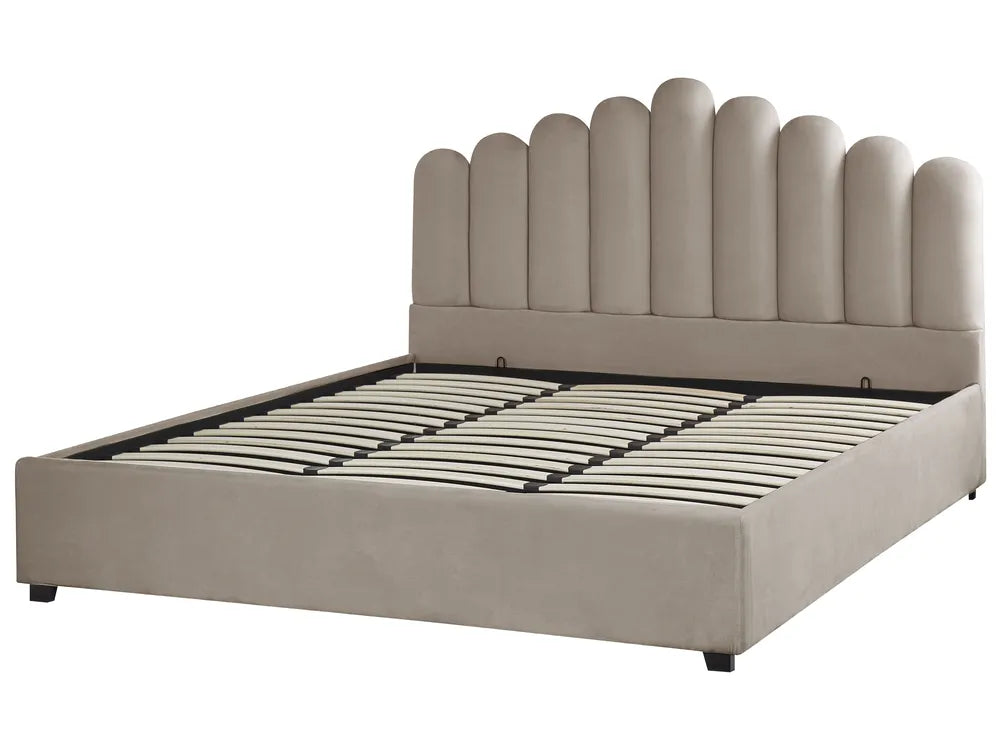 Ottoman Bed Velvet 180 x 200 cm (EU Super King) Taupe Stauton