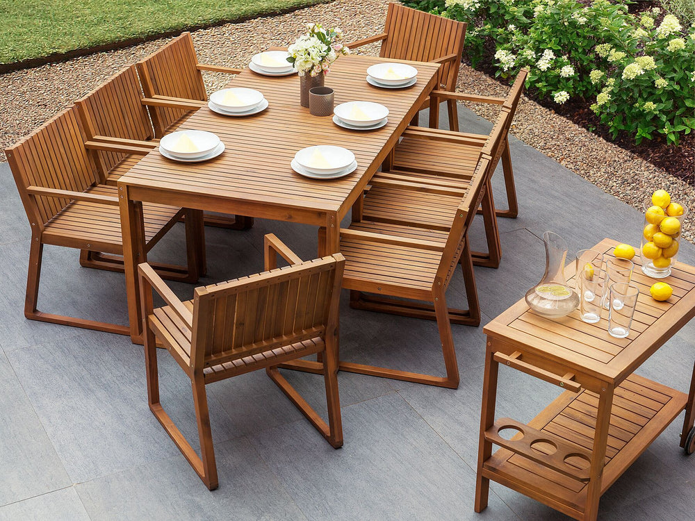 Sassari Garden Dining Table 180 cm 90 cm Acacia Wood Brown