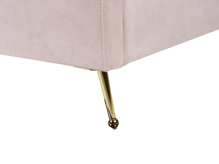 Bed Velvet 140 x 200 cm (EU Double) Pastel Pink Henley