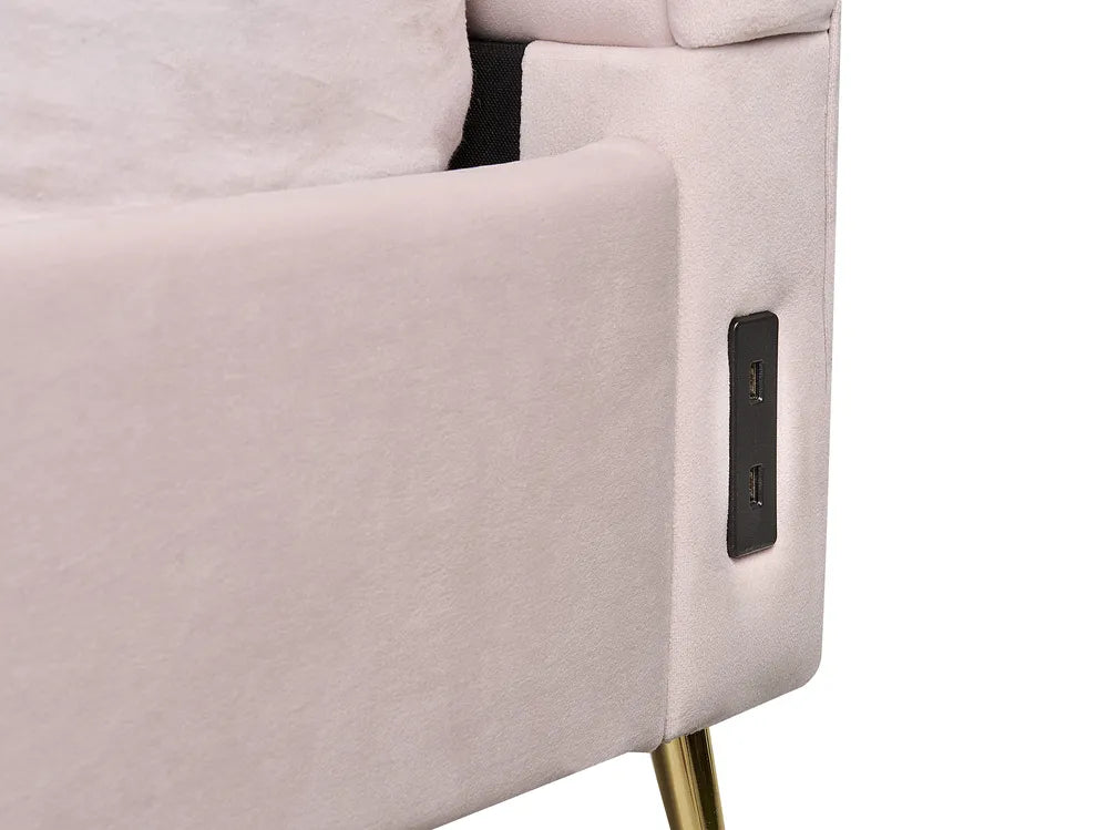 Bed Velvet 140 x 200 cm (EU Double) Pastel Pink Henley