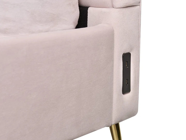 Bed Velvet 140 x 200 cm (EU Double) Pastel Pink Henley