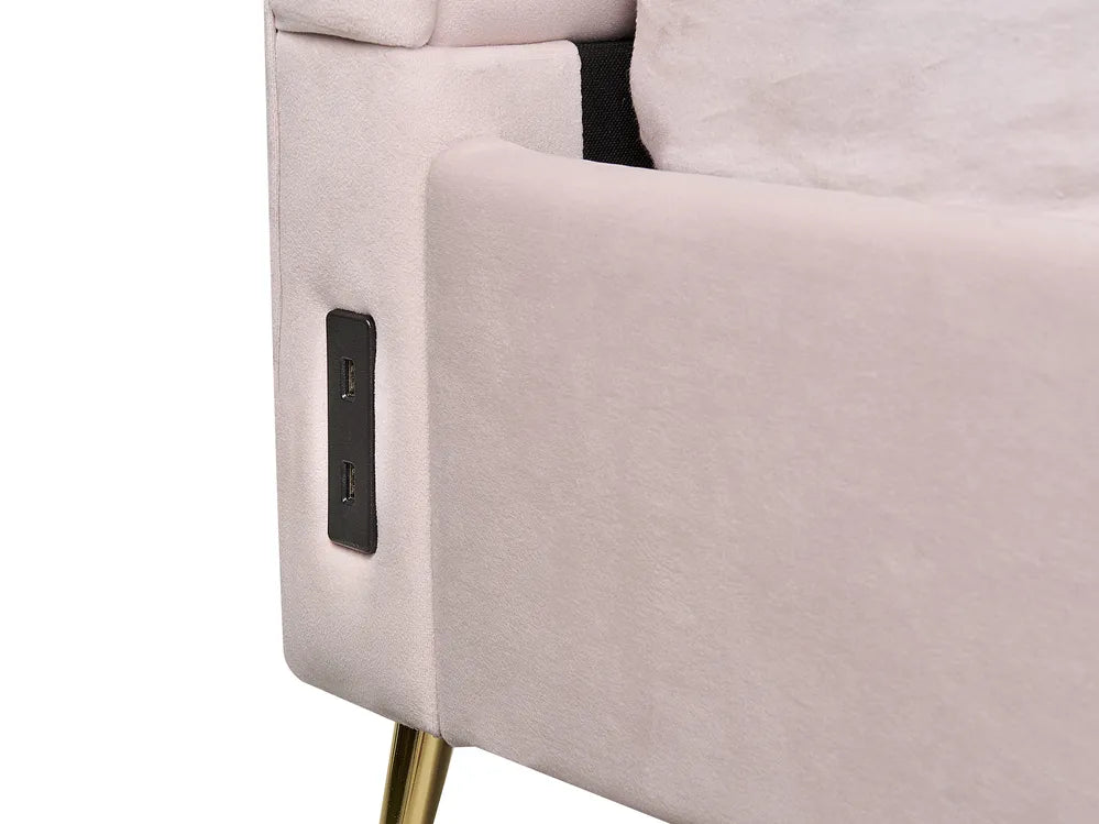 Bed Velvet 140 x 200 cm (EU Double) Pastel Pink Henley