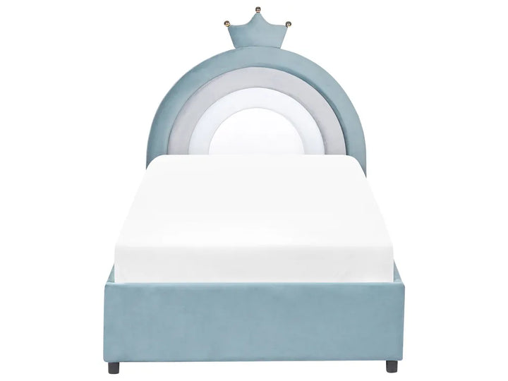 Kids Ottoman Bed Crown Velvet 90 x 200 cm (EU Single) Blue Holly
