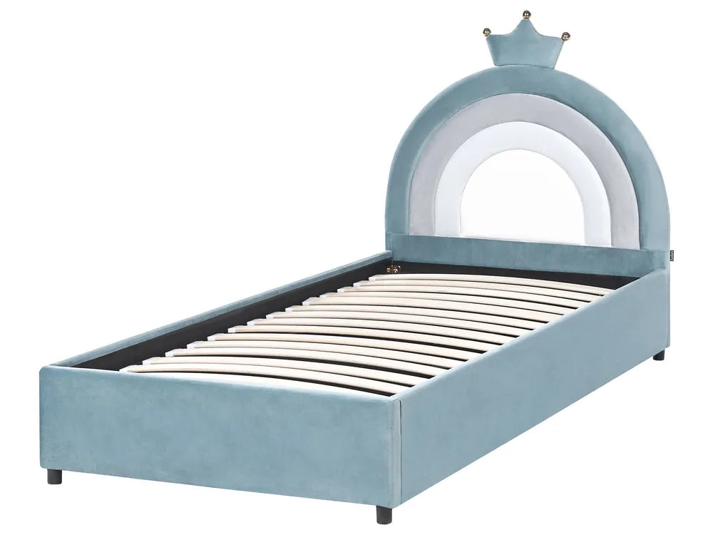 Children's bed with a crown design on a white background