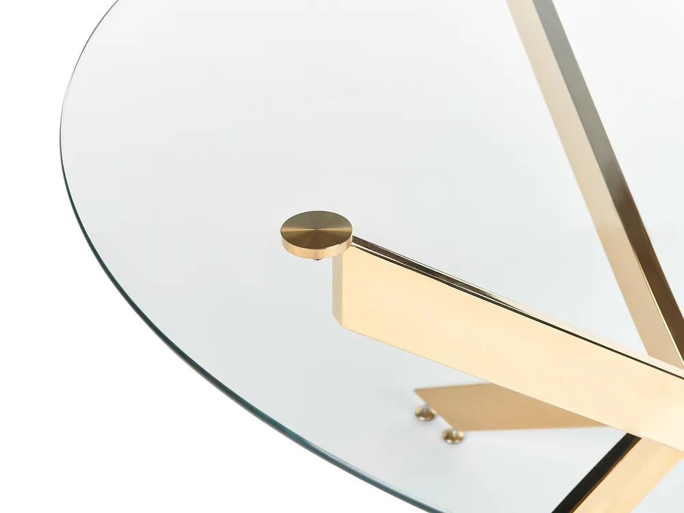 Dining Table Gold 120 cm 120 cm Tempered Glass Kamai