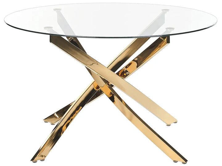 Dining Table Gold 120 cm 120 cm Tempered Glass Kamai