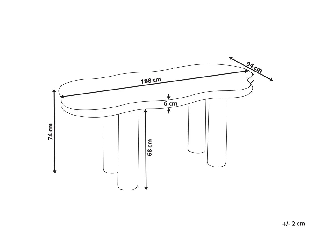 Dining Table Off-White 188 cm 94 cm Reviel