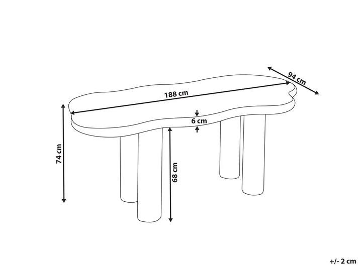 Dining Table Off-White 188 cm 94 cm Reviel