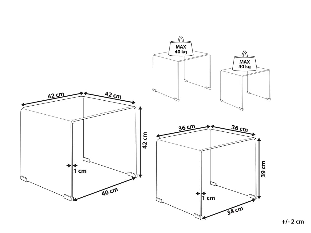Set of 2 Side Tables Tempered Glass Black Navaro