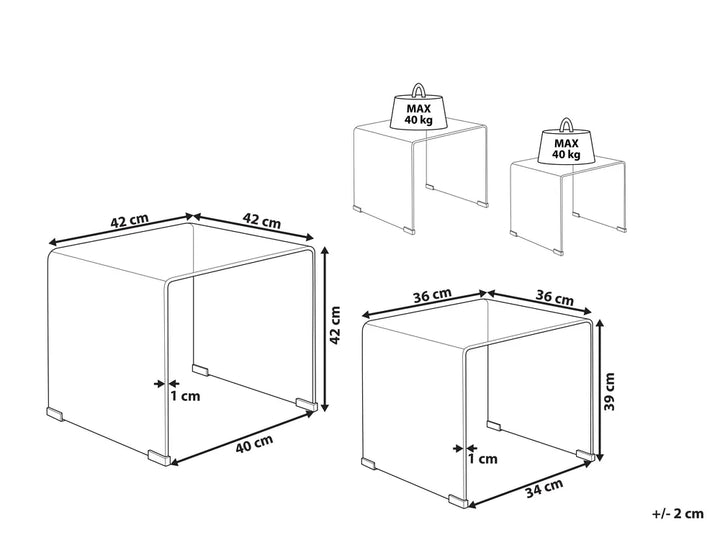 Set of 2 Side Tables Tempered Glass Black Navaro