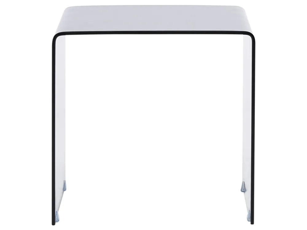Set of 2 Side Tables Tempered Glass Black Navaro