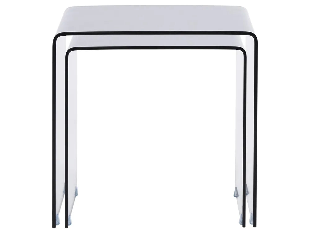Set of 2 Side Tables Tempered Glass Black Navaro