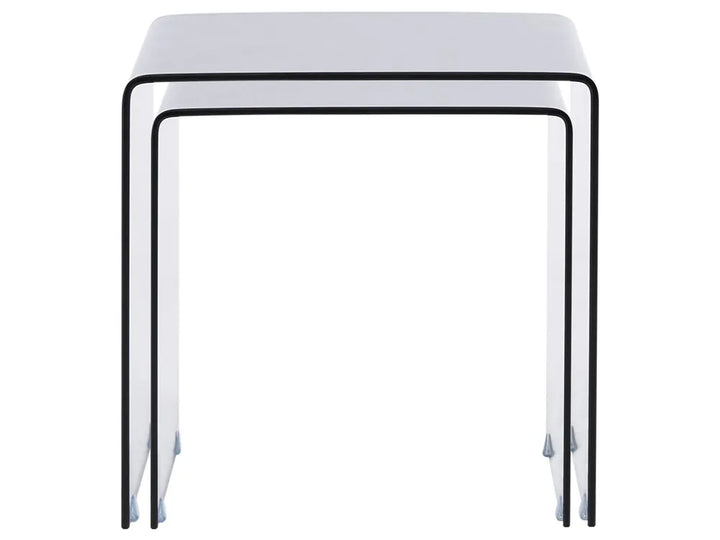 Set of 2 Side Tables Tempered Glass Black Navaro