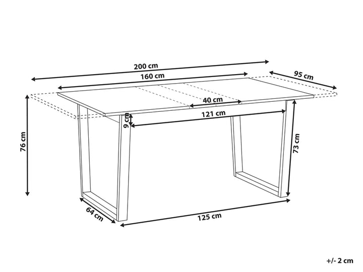 Extending Dining Table Dark Ash Wood 160/200 cm 95 cm Baeumel