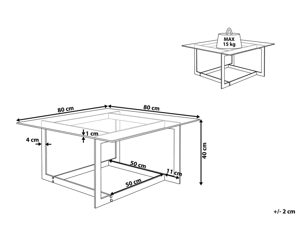 Coffee Table Tempered Glass Gold Matanna