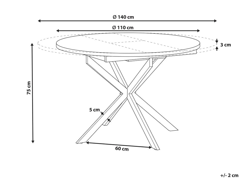 Extending Dining Table Dark Brown 110/140 cm 110 cm Talia