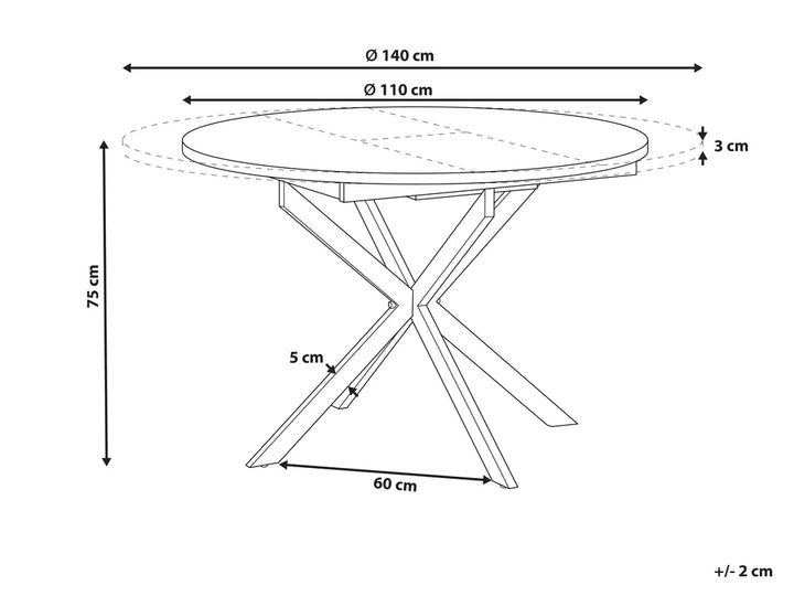 Extending Dining Table Dark Brown 110/140 cm 110 cm Talia