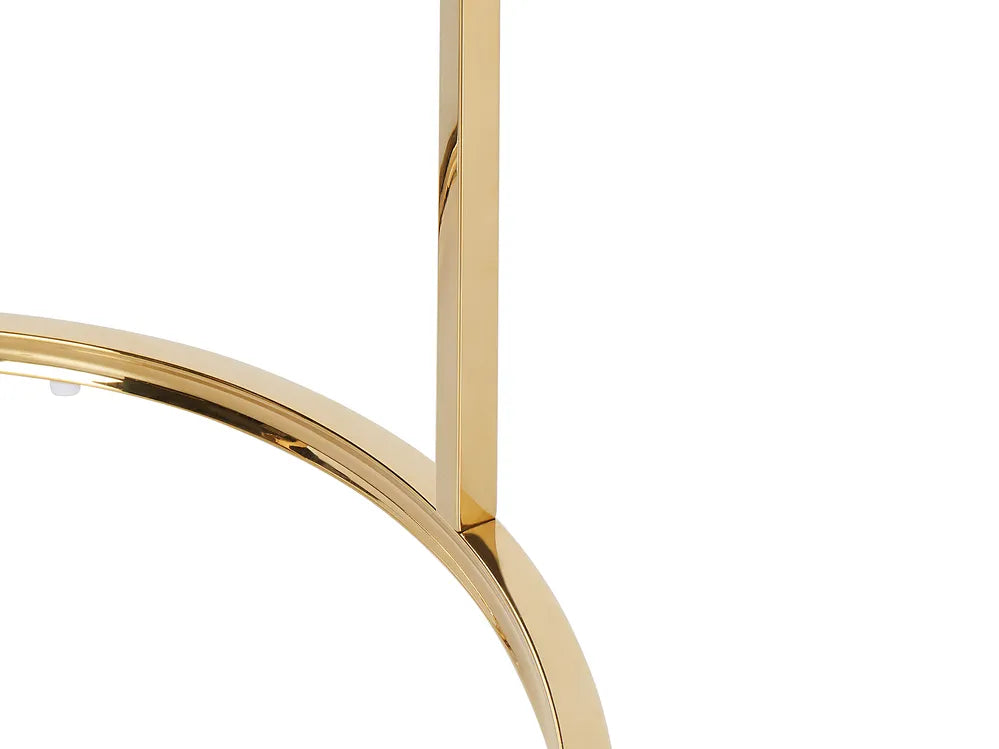 Set of 2 Coffee Tables Tempered Glass Gold Haben