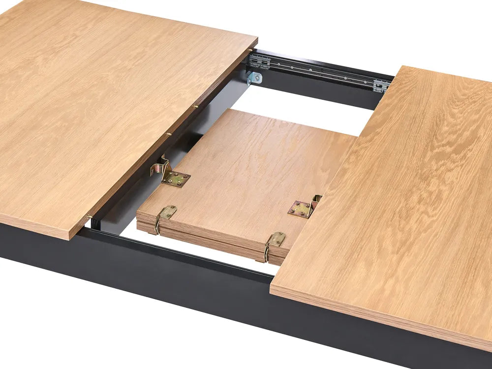 Extending Dining Table Light Brown/ Black 120/150 cm 90 cm Pine Wood Kris