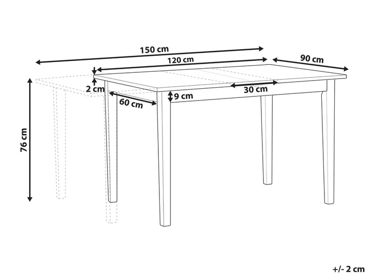 Extending Dining Table Light Brown/ White 120/150 cm 90 cm Pine Wood Kris